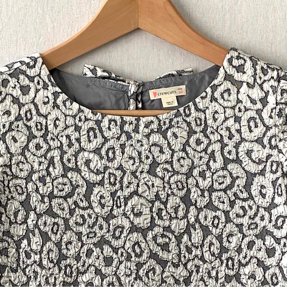 Crewcuts Silver Metallic Dress with Leopard Patterns and Bow on Back - Picture 3 of 5